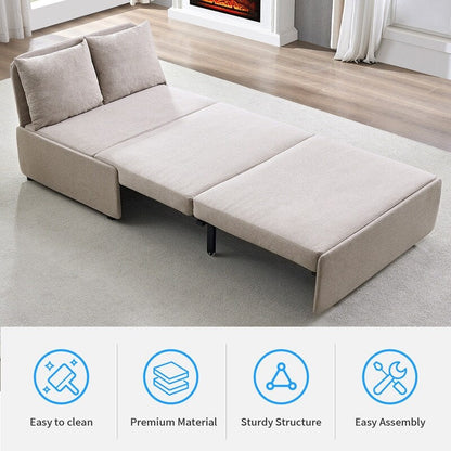 Canapé-lit Mixoy Full/Queen Size, canapé-lit convertible 2 en 1 en lin 1 place/causeuse avec coussins