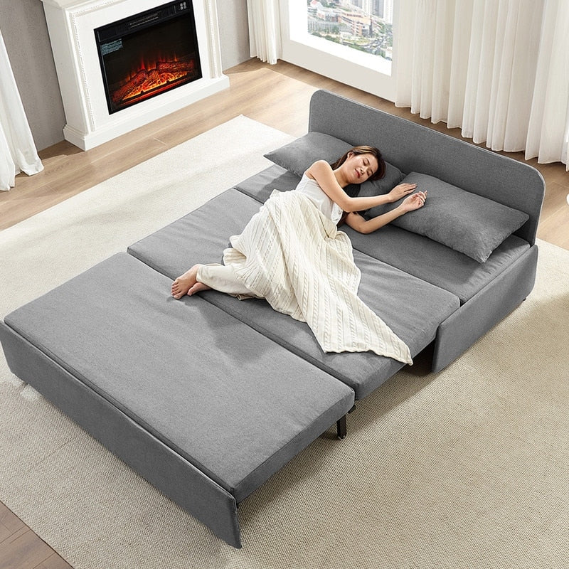 Canapé-lit Mixoy Full/Queen Size, canapé-lit convertible 2 en 1 en lin 1 place/causeuse avec coussins