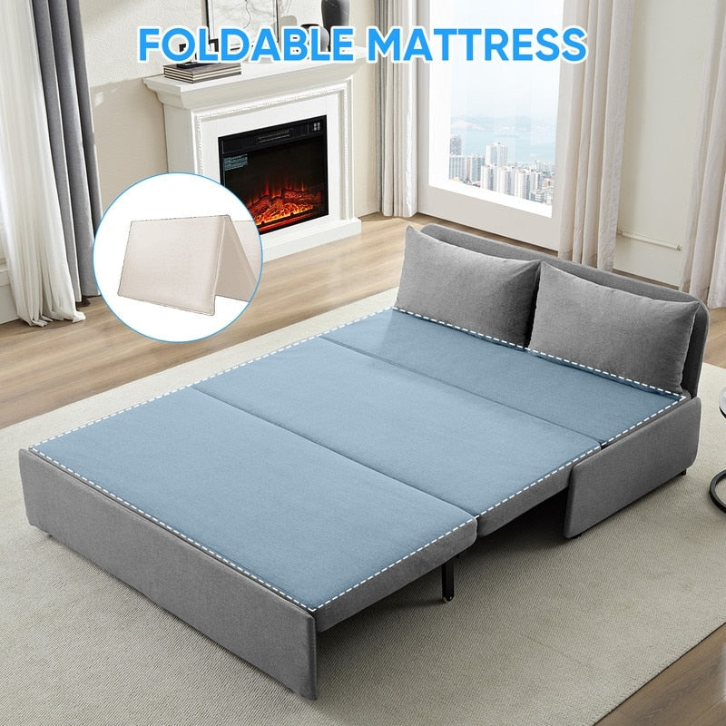 Canapé-lit Mixoy Full/Queen Size, canapé-lit convertible 2 en 1 en lin 1 place/causeuse avec coussins