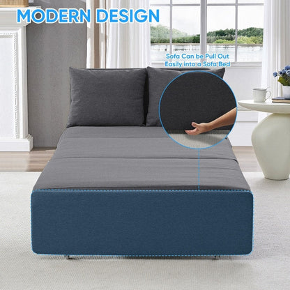 Canapé-lit Mixoy Full/Queen Size, canapé-lit convertible 2 en 1 en lin 1 place/causeuse avec coussins