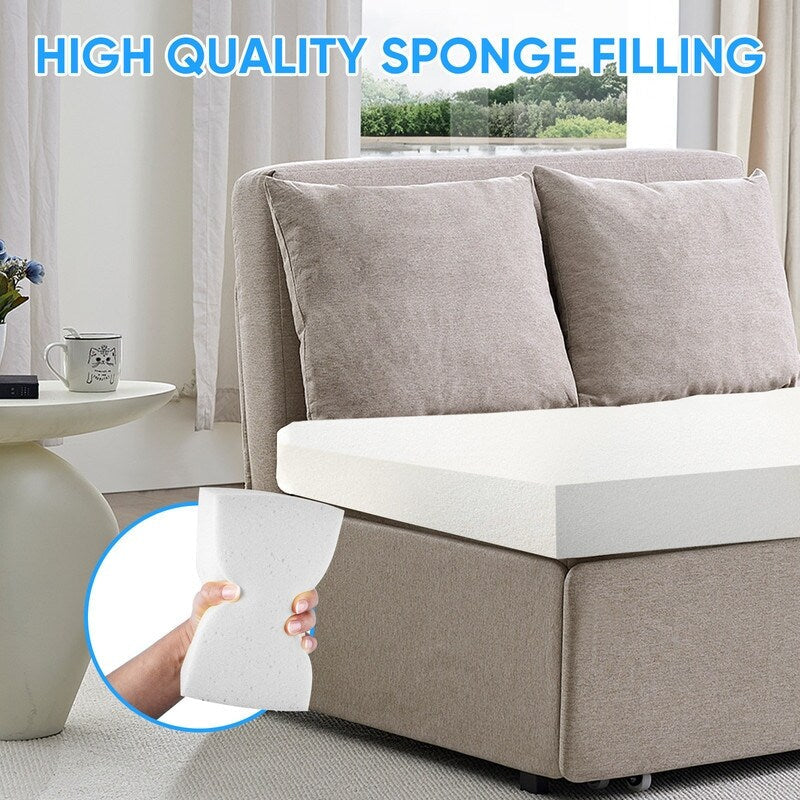 Canapé-lit Mixoy Full/Queen Size, canapé-lit convertible 2 en 1 en lin 1 place/causeuse avec coussins