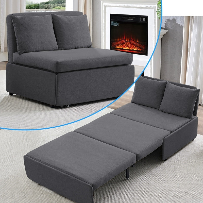 Canapé-lit Mixoy Full/Queen Size, canapé-lit convertible 2 en 1 en lin 1 place/causeuse avec coussins