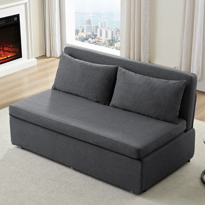 Canapé-lit Mixoy Full/Queen Size, canapé-lit convertible 2 en 1 en lin 1 place/causeuse avec coussins