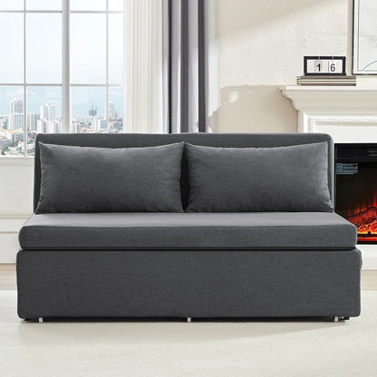 Canapé-lit Mixoy Full/Queen Size, canapé-lit convertible 2 en 1 en lin 1 place/causeuse avec coussins