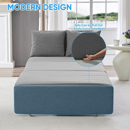 Canapé-lit Mixoy Full/Queen Size, canapé-lit convertible 2 en 1 en lin 1 place/causeuse avec coussins