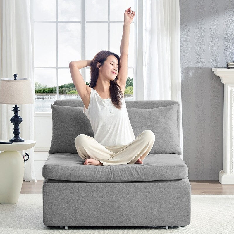 Canapé-lit Mixoy Full/Queen Size, canapé-lit convertible 2 en 1 en lin 1 place/causeuse avec coussins