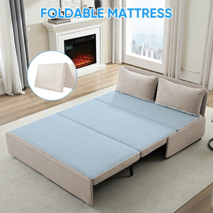 Canapé-lit Mixoy Full/Queen Size, canapé-lit convertible 2 en 1 en lin 1 place/causeuse avec coussins