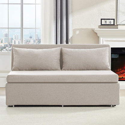 Canapé-lit Mixoy Full/Queen Size, canapé-lit convertible 2 en 1 en lin 1 place/causeuse avec coussins