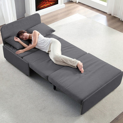 Canapé-lit Mixoy Full/Queen Size, canapé-lit convertible 2 en 1 en lin 1 place/causeuse avec coussins