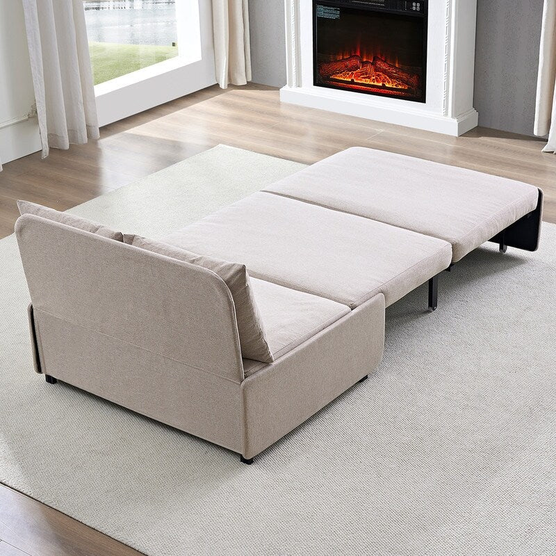 Canapé-lit Mixoy Full/Queen Size, canapé-lit convertible 2 en 1 en lin 1 place/causeuse avec coussins