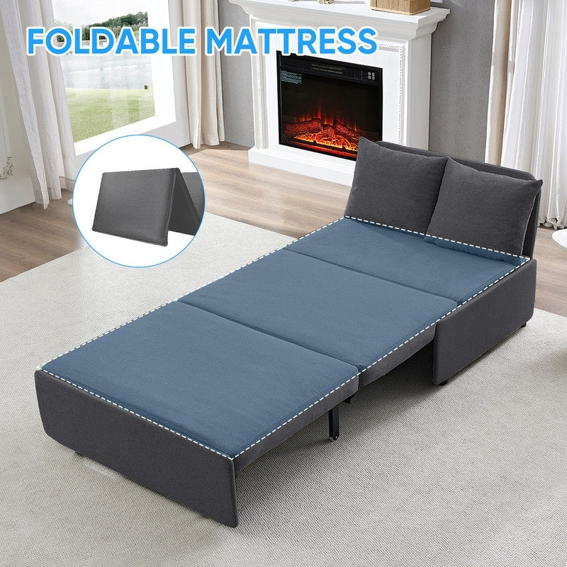 Canapé-lit Mixoy Full/Queen Size, canapé-lit convertible 2 en 1 en lin 1 place/causeuse avec coussins