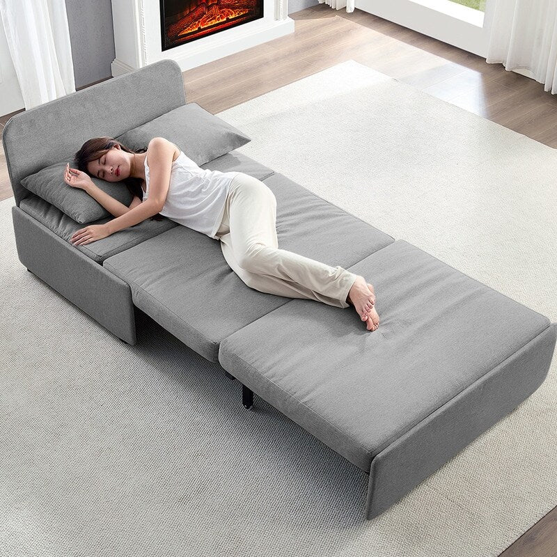 Canapé-lit Mixoy Full/Queen Size, canapé-lit convertible 2 en 1 en lin 1 place/causeuse avec coussins