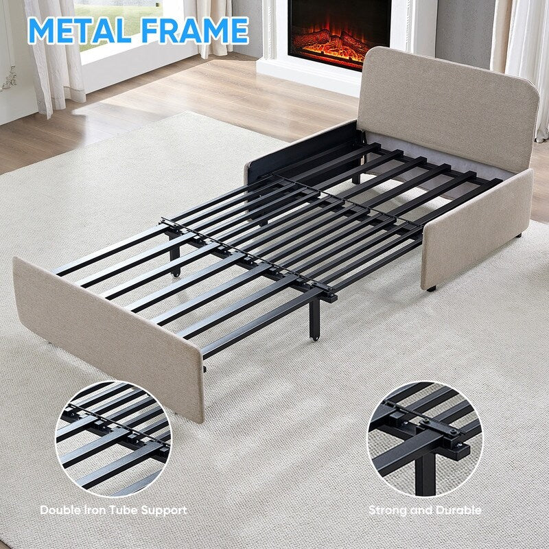 Canapé-lit Mixoy Full/Queen Size, canapé-lit convertible 2 en 1 en lin 1 place/causeuse avec coussins