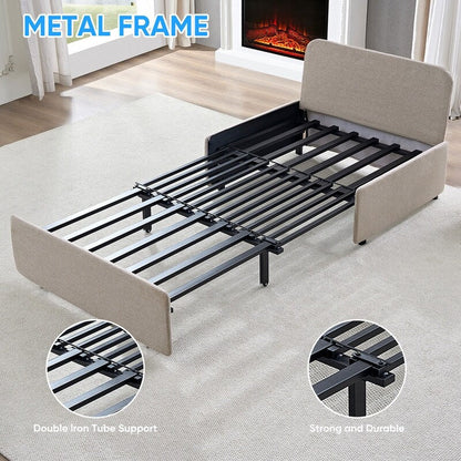 Canapé-lit Mixoy Full/Queen Size, canapé-lit convertible 2 en 1 en lin 1 place/causeuse avec coussins