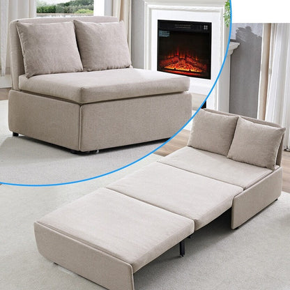 Canapé-lit Mixoy Full/Queen Size, canapé-lit convertible 2 en 1 en lin 1 place/causeuse avec coussins