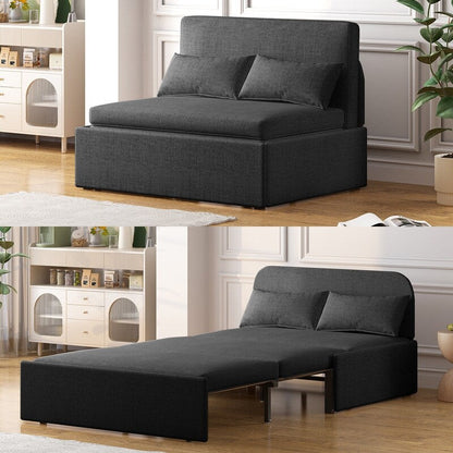 Canapé-lit convertible 2 en 1 Mixoy Linen, canapé-lit gigogne simple/queen avec matelas et coussins