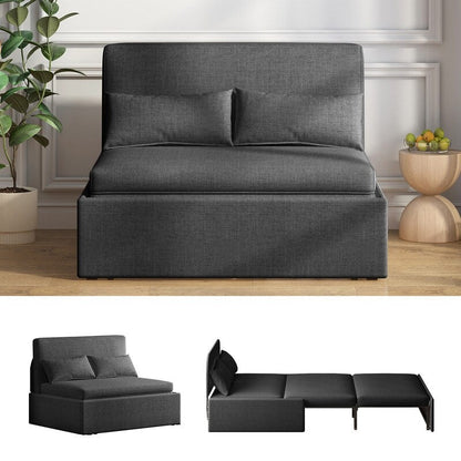 Canapé-lit convertible 2 en 1 Mixoy Linen, canapé-lit gigogne simple/queen avec matelas et coussins