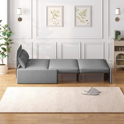 Canapé-lit convertible 2 en 1 Mixoy Linen, canapé-lit gigogne simple/queen avec matelas et coussins