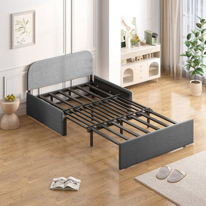 Canapé-lit convertible 2 en 1 Mixoy Linen, canapé-lit gigogne simple/queen avec matelas et coussins