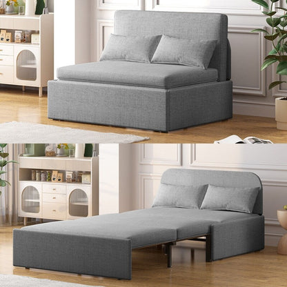 Canapé-lit convertible 2 en 1 Mixoy Linen, canapé-lit gigogne simple/queen avec matelas et coussins