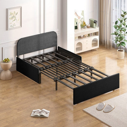 Canapé-lit convertible 2 en 1 Mixoy Linen, canapé-lit gigogne simple/queen avec matelas et coussins