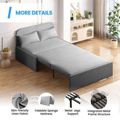 Canapé-lit convertible 2 en 1 Mixoy Linen, canapé-lit gigogne simple/queen avec matelas et coussins