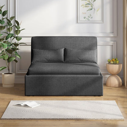 Canapé-lit convertible 2 en 1 Mixoy Linen, canapé-lit gigogne simple/queen avec matelas et coussins