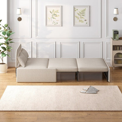 Canapé-lit convertible 2 en 1 Mixoy Linen, canapé-lit gigogne simple/queen avec matelas et coussins