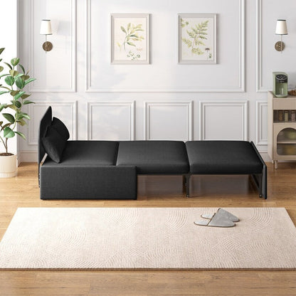 Canapé-lit convertible 2 en 1 Mixoy Linen, canapé-lit gigogne simple/queen avec matelas et coussins