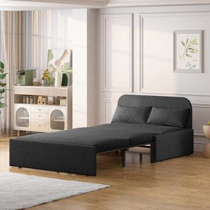 Canapé-lit convertible 2 en 1 Mixoy Linen, canapé-lit gigogne simple/queen avec matelas et coussins