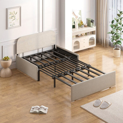 Canapé-lit convertible 2 en 1 Mixoy Linen, canapé-lit gigogne simple/queen avec matelas et coussins