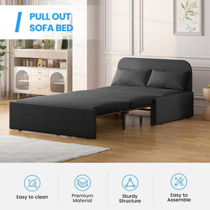 Canapé-lit convertible 2 en 1 Mixoy Linen, canapé-lit gigogne simple/queen avec matelas et coussins