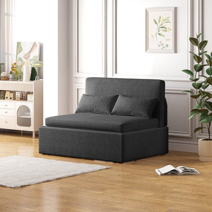Canapé-lit convertible 2 en 1 Mixoy Linen, canapé-lit gigogne simple/queen avec matelas et coussins