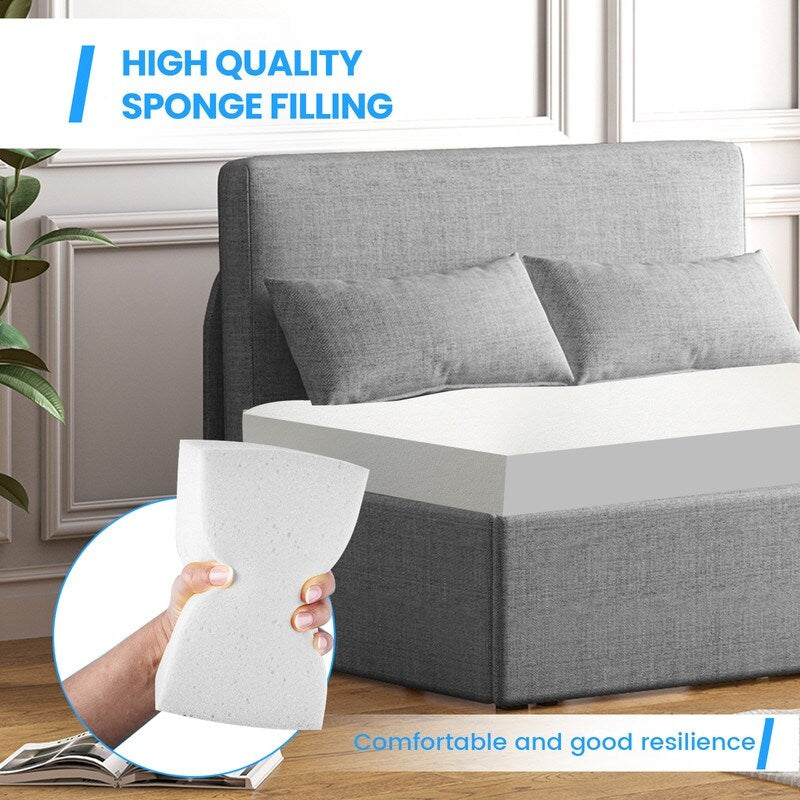 Canapé-lit convertible 2 en 1 Mixoy Linen, canapé-lit gigogne simple/queen avec matelas et coussins