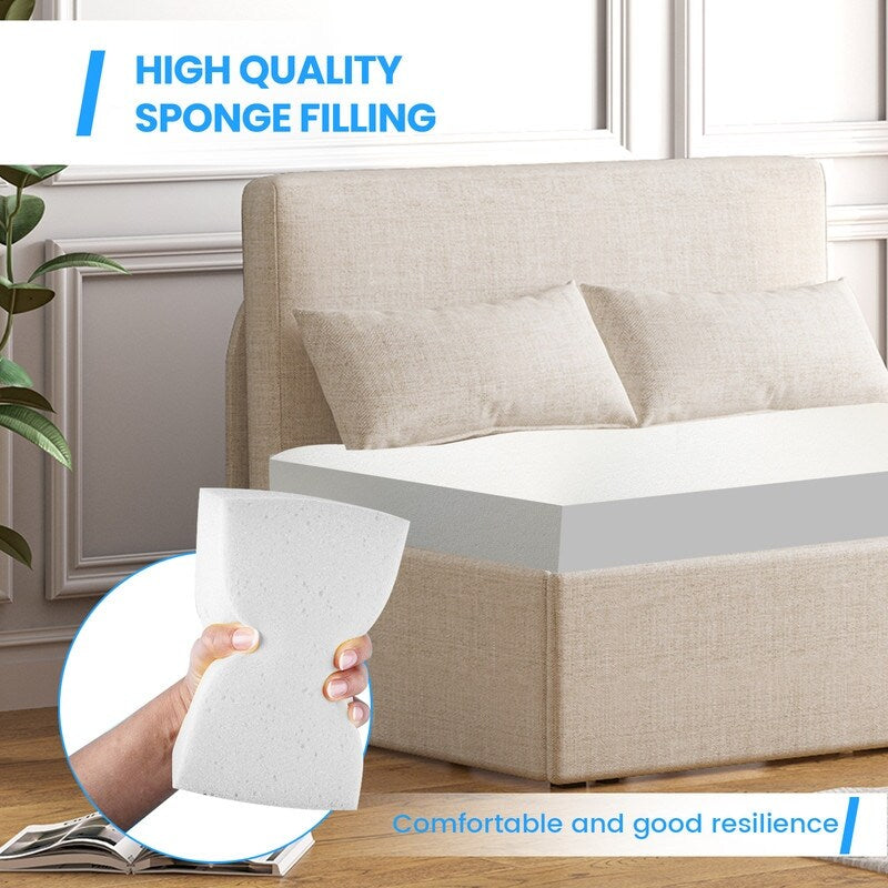Canapé-lit convertible 2 en 1 Mixoy Linen, canapé-lit gigogne simple/queen avec matelas et coussins
