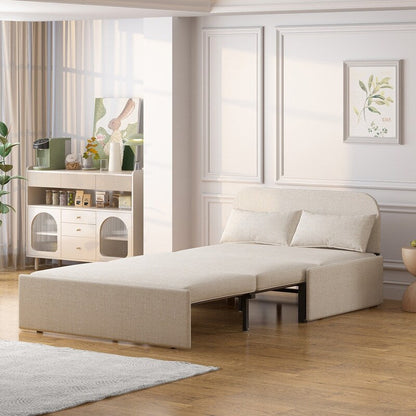 Canapé-lit convertible 2 en 1 Mixoy Linen, canapé-lit gigogne simple/queen avec matelas et coussins
