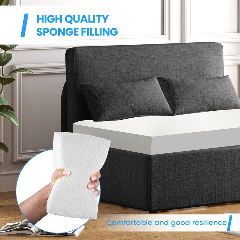 Canapé-lit convertible 2 en 1 Mixoy Linen, canapé-lit gigogne simple/queen avec matelas et coussins