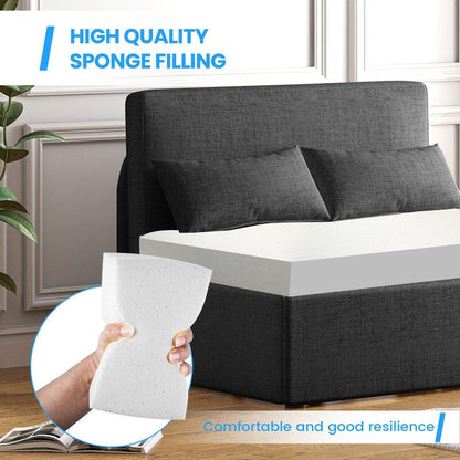 Canapé-lit convertible 2 en 1 Mixoy Linen, canapé-lit gigogne simple/queen avec matelas et coussins