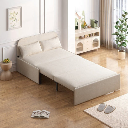 Canapé-lit convertible 2 en 1 Mixoy Linen, canapé-lit gigogne simple/queen avec matelas et coussins