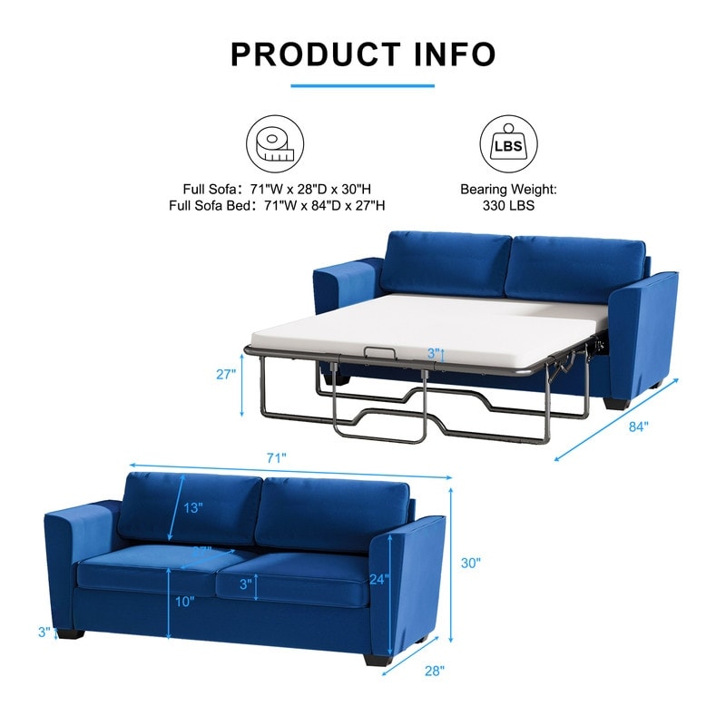 Canapé-lit gigogne moderne Mixoy, canapé-lit causeuse en velours