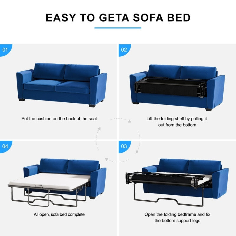 Canapé-lit gigogne moderne Mixoy, canapé-lit causeuse en velours