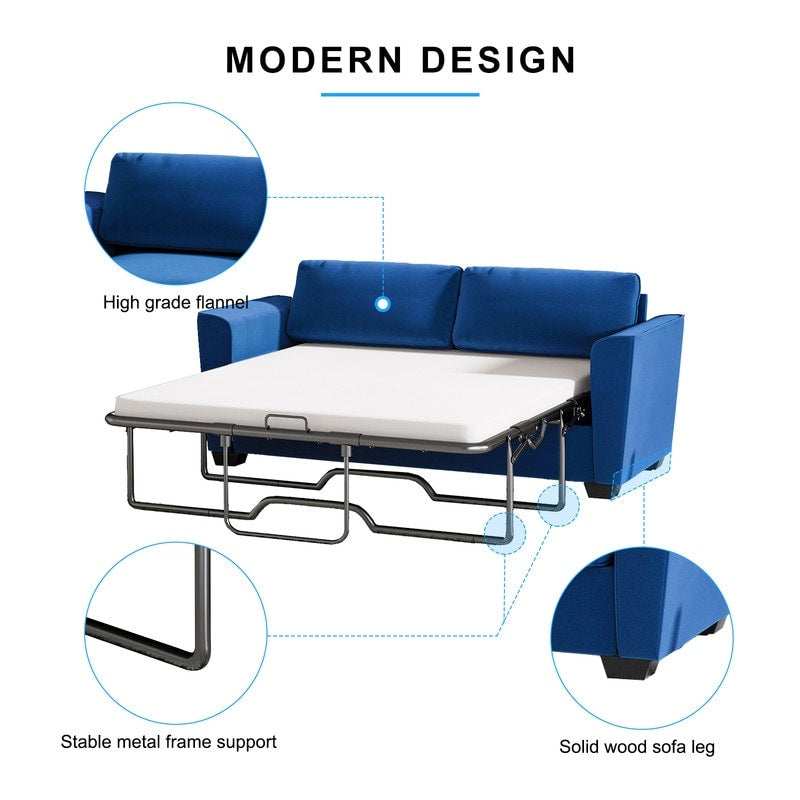 Canapé-lit gigogne moderne Mixoy, canapé-lit causeuse en velours