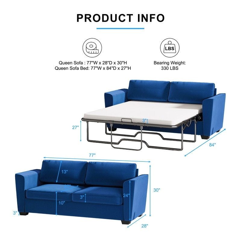 Canapé-lit gigogne moderne Mixoy, canapé-lit causeuse en velours