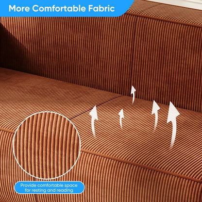 Canapé 2 places en velours moderne Mixoy, sans pieds et avec accoudoirs élargis, rembourré pour le salon