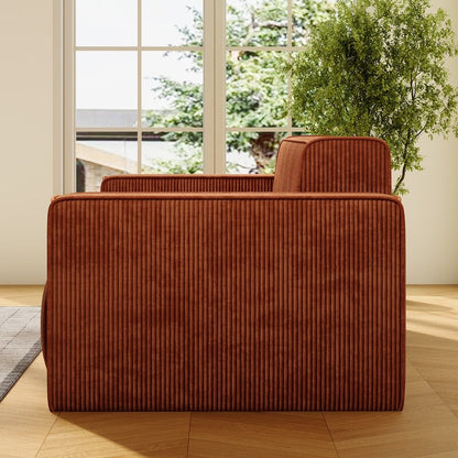 Canapé 2 places en velours moderne Mixoy, sans pieds et avec accoudoirs élargis, rembourré pour le salon