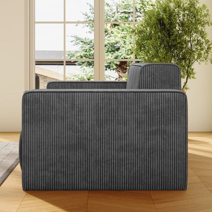 Canapé 2 places en velours moderne Mixoy, sans pieds et avec accoudoirs élargis, rembourré pour le salon