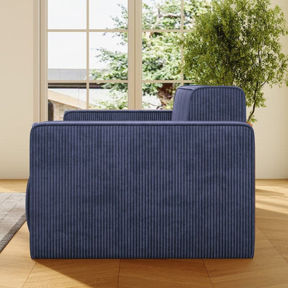 Canapé 2 places en velours moderne Mixoy, sans pieds et avec accoudoirs élargis, rembourré pour le salon