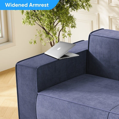 Canapé 2 places en velours moderne Mixoy, sans pieds et avec accoudoirs élargis, rembourré pour le salon