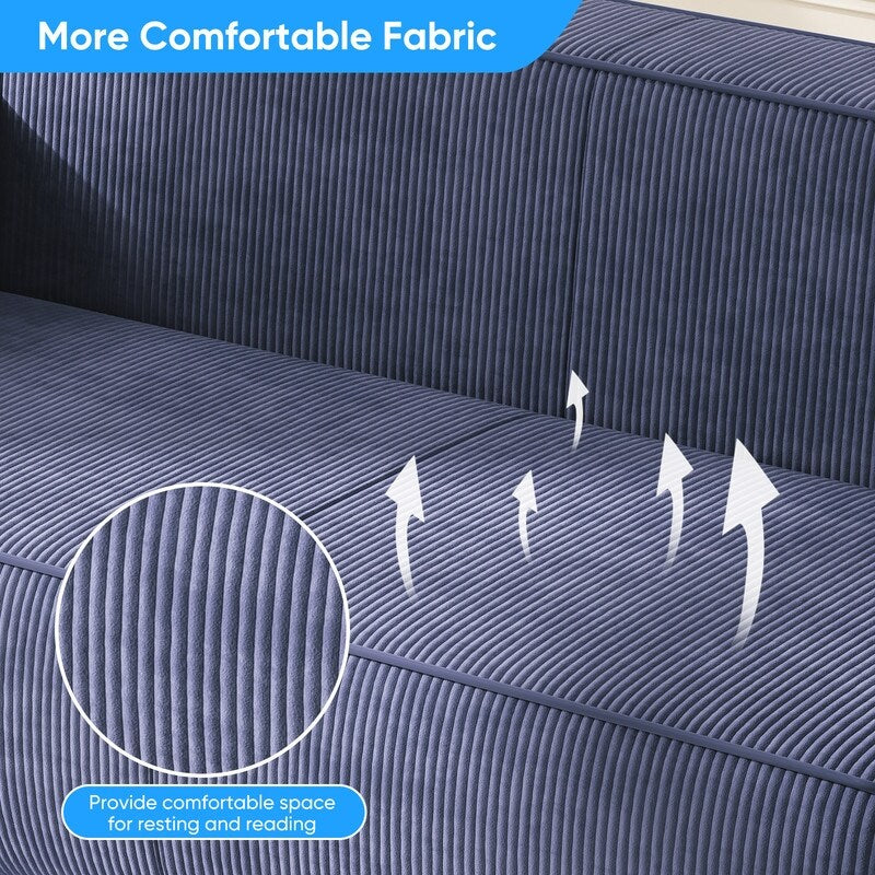 Canapé 2 places en velours moderne Mixoy, sans pieds et avec accoudoirs élargis, rembourré pour le salon