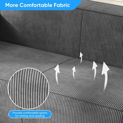 Canapé 2 places en velours moderne Mixoy, sans pieds et avec accoudoirs élargis, rembourré pour le salon